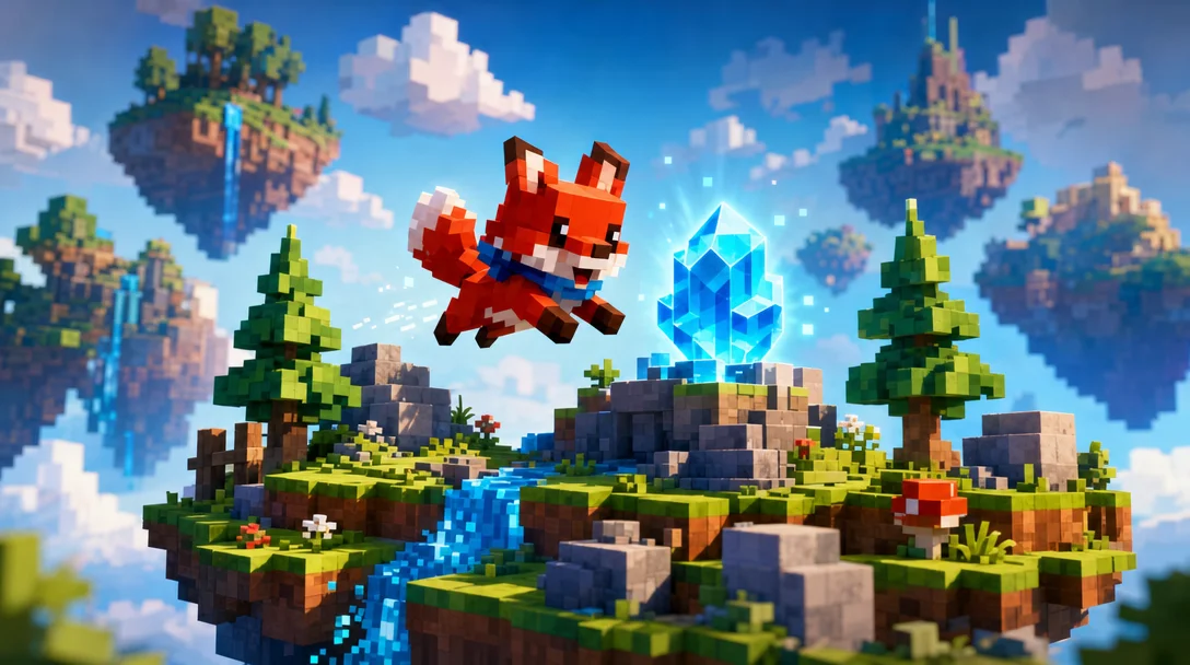 Voxel Fox Crystal Hunt