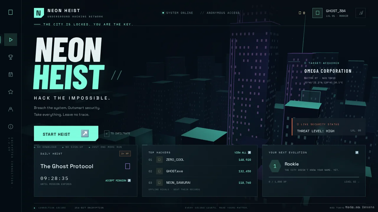 NEON HEIST — Hack the Impossible