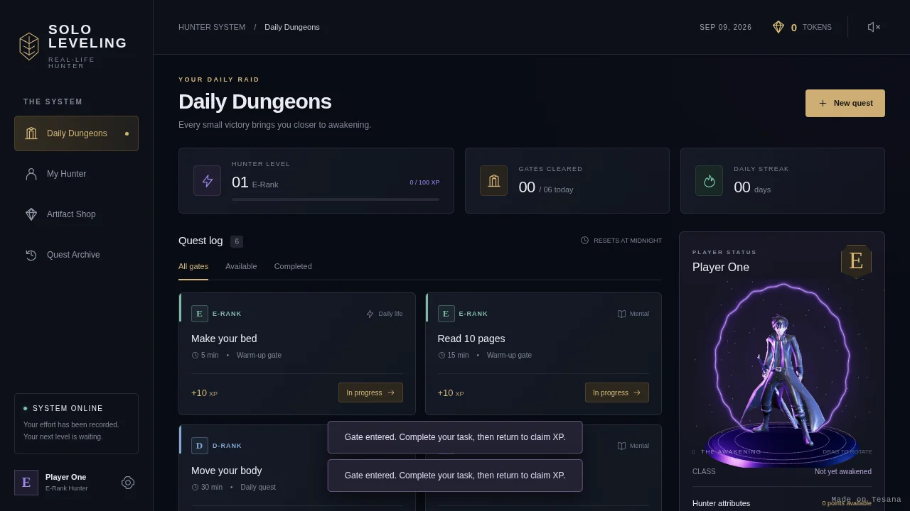 Solo Leveling · Hunter System