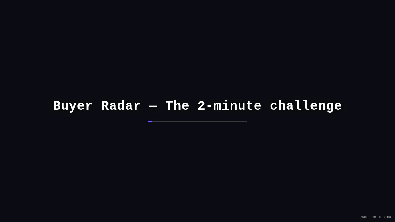 Buyer Radar — The 2-minute challenge