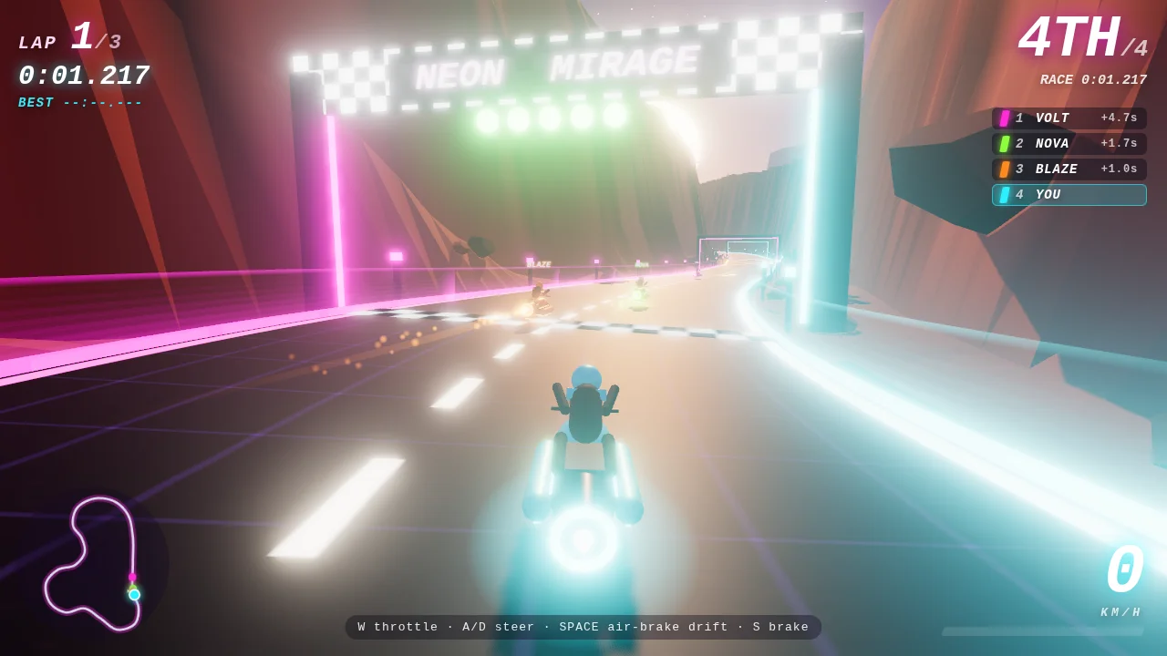 Neon Mirage - Canyon Hover-Bike Grand Prix